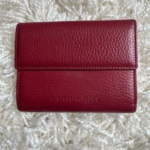 Burberry Red Leather Compact Wallet